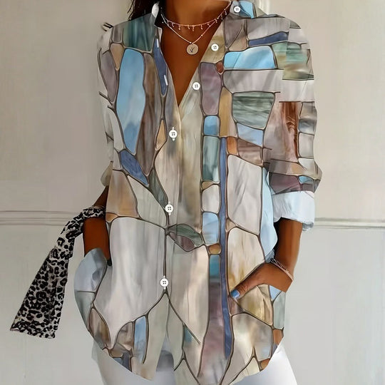 Bedruckte Bluse Im Vintage-Ethno-Stil