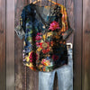 Vintage Bluse Med Abstrakt Trykk