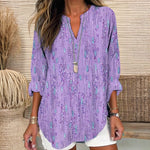 【Lange Ermer】Uformelt Bluse Med Trykk