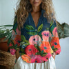 Vintage Bluse Med Blomstertrykk