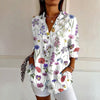 【Lange Ermer】Uformelt Bluse Med Blomstertrykk