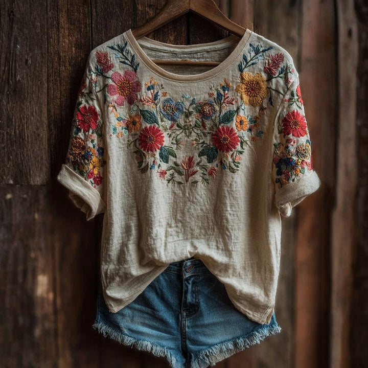 Bedruckte Bluse Im Vintage-Ethno-Stil