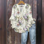 Uformell Bluse Med Blomstertrykk