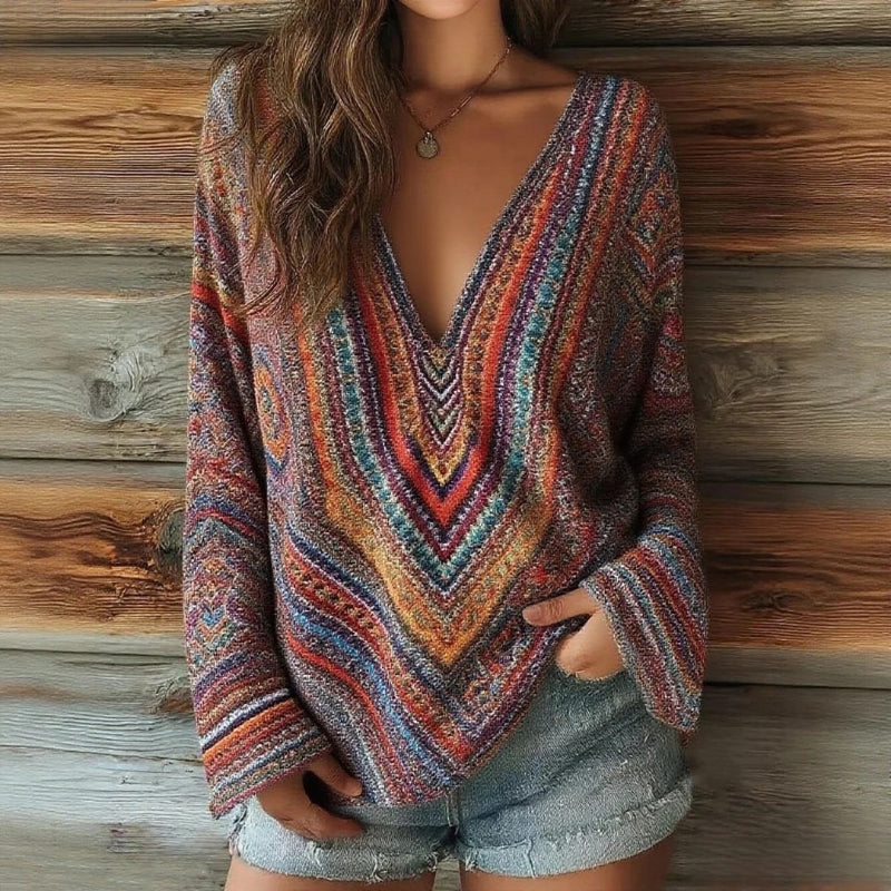 Vintage Fargerik Bluse