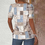 Vintage Bluse Med Etnisk Trykk
