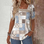 Vintage Bluse Med Etnisk Trykk