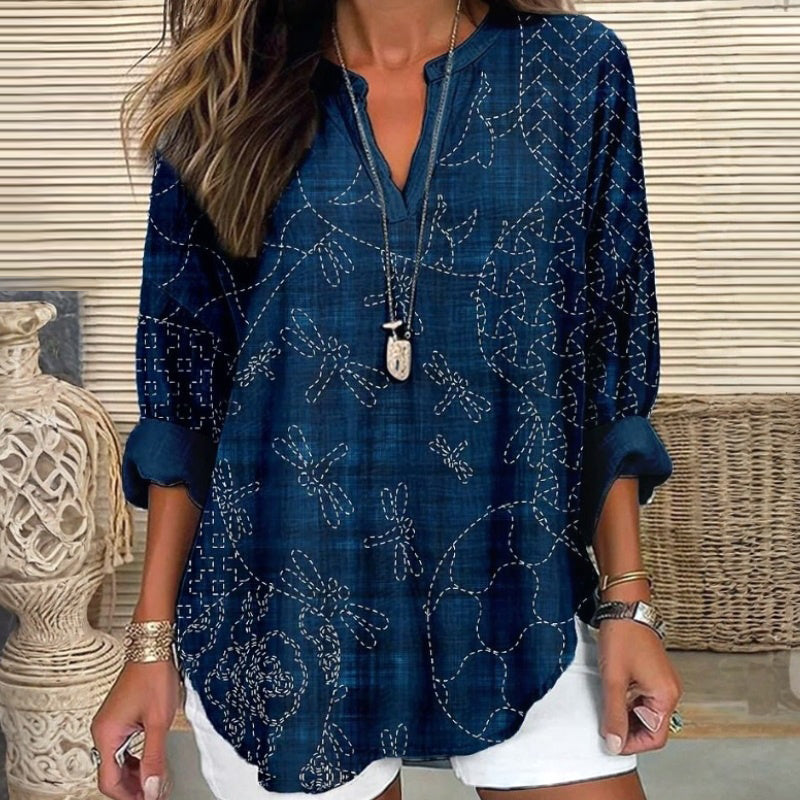 【Langermet】Vintage Fargerik Bluse