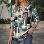 【Lange Ermer】Uformelt Rutete Bluse