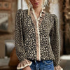 Vintage Bluse Med Leopardmønster