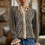 Vintage Bluse Med Leopardmønster