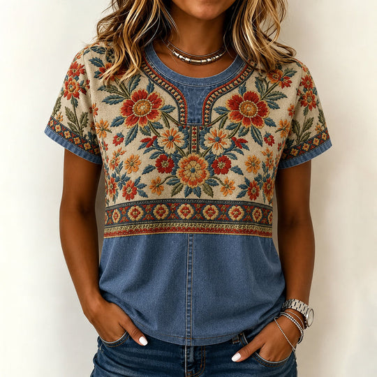 Buntes T-Shirt Mit Geometrischem Druck