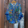 Vintage Bluse Med Abstrakt Trykk