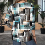 【Lange Ermer】Uformelt Rutete Bluse