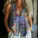Vintage Fargerik Bluse