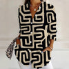 Vintage Bluse Med Geometrisk Trykk