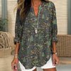 【Langermet】Vintage Bluse Med Tretrykk