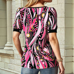 Vintage Bluse Med Abstrakt Trykk