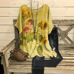 Vintage Bluse Med Blomstertrykk