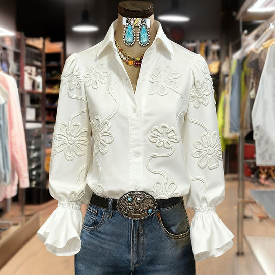 Bluse Mit Herz- Und Blumendruck