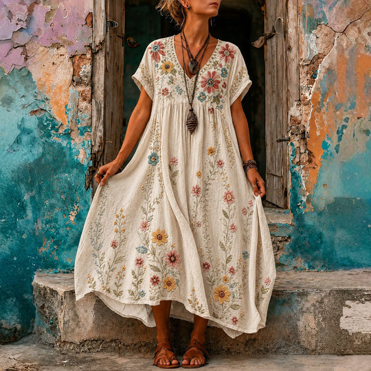 Bedruckte Bluse Im Vintage-Ethno-Stil