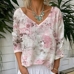 Vintage T-Skjorte Med Blomstertrykk