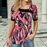 Vintage Bluse Med Abstrakt Trykk