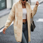 Casual Rutete Strikket Cardigan