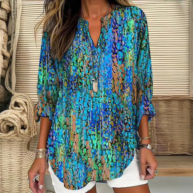 【Lange Ermer】Fargerik Vintage Bluse