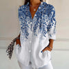 【Lange Ermer】Vintage Bladtrykk Bluse