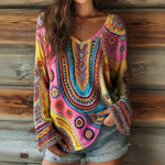 Vintage Fargerik Bluse