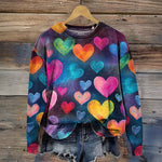Vintage Sweatshirt Med Hjertetrykk