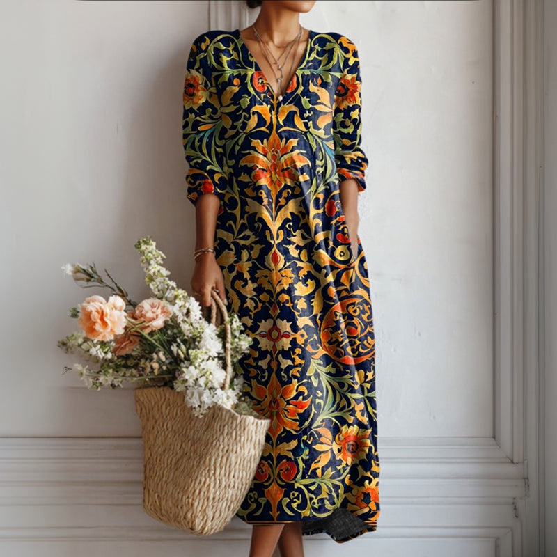 【Langermet】Kjole I Vintage Etnisk Stil