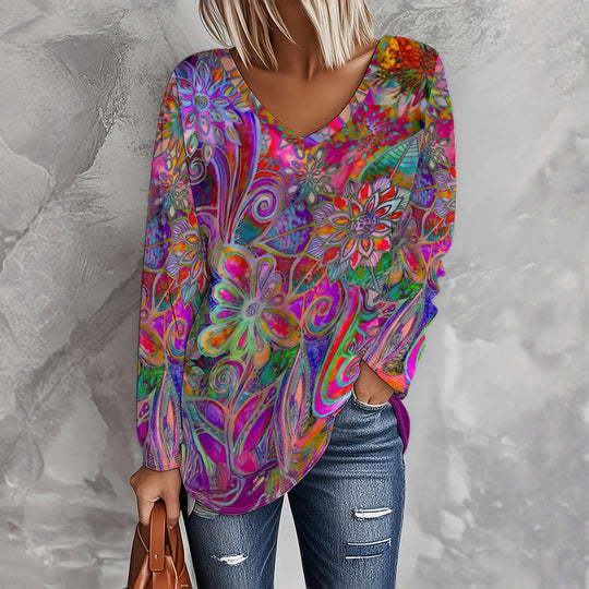 Bunte Bluse Mit Geometrischem Druck