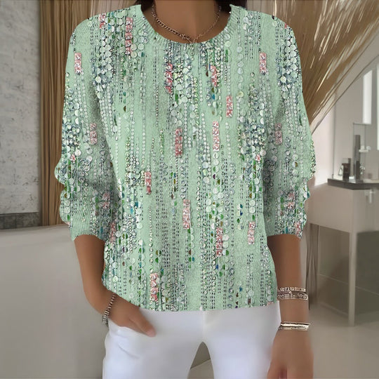 Lässige Bluse Mit Blattdruck
