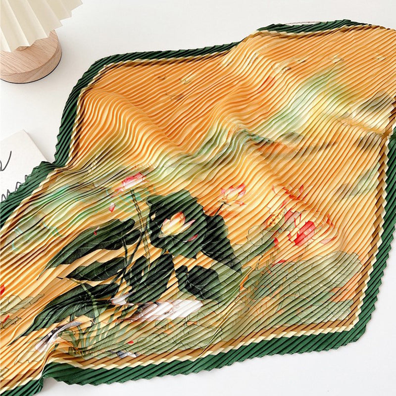 Vintage Skjerf Med Blomstertrykk
