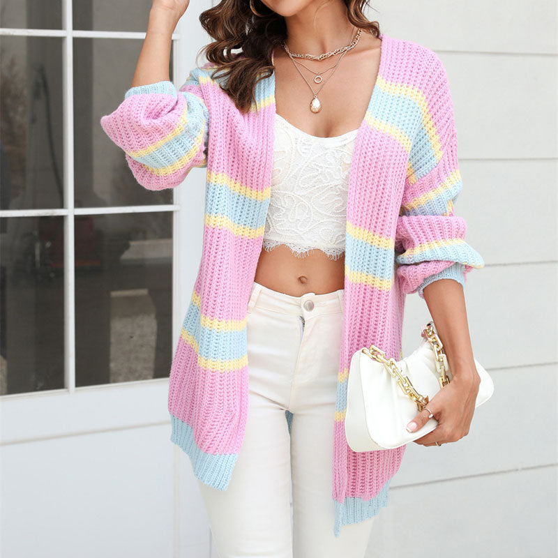 Uformelt Stripet Cardigan