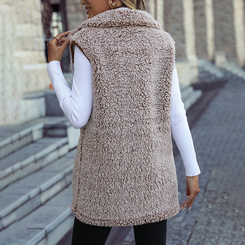 Uformelt Plysj Vest Cardigan