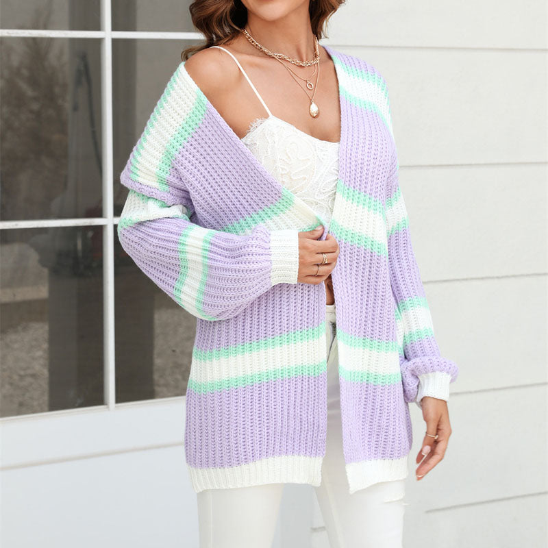 Uformelt Stripet Cardigan