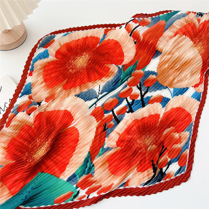 Vintage Skjerf Med Blomstertrykk