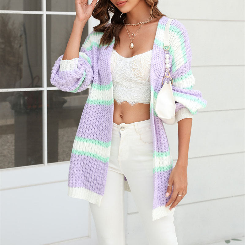 Uformelt Stripet Cardigan