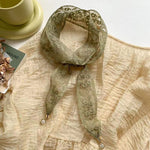 Elegant Blomster Broderi Skjerf