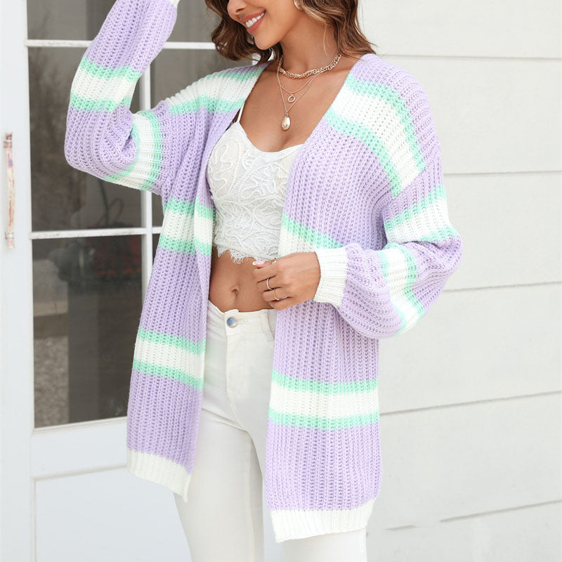 Uformelt Stripet Cardigan