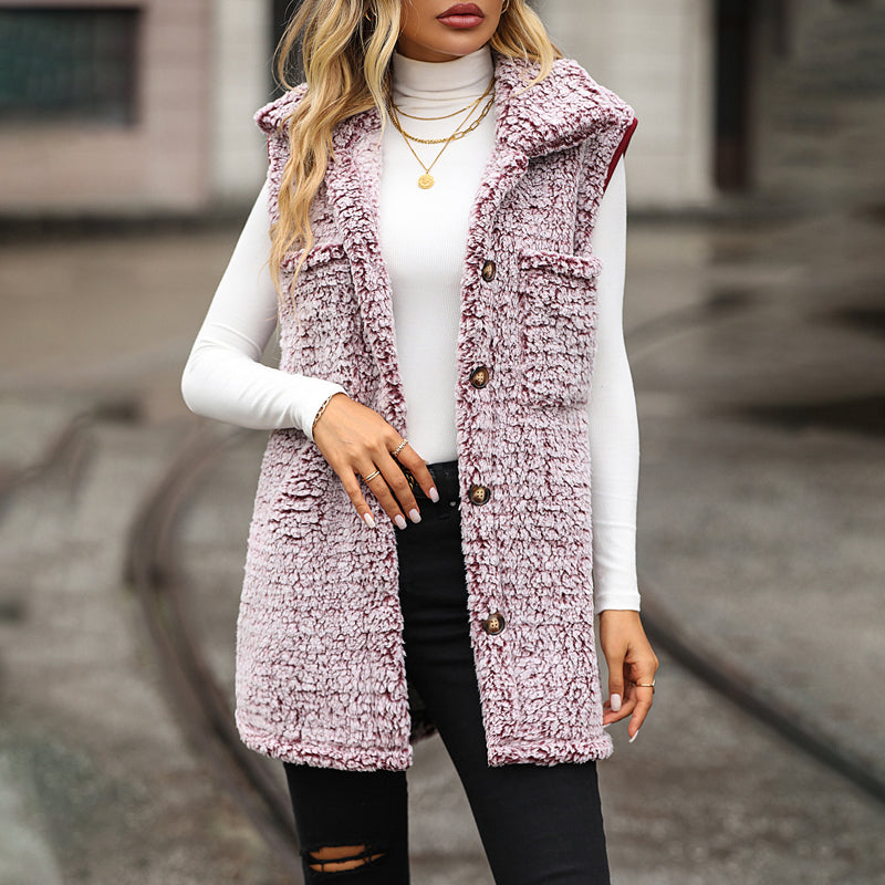 Uformelt Plysj Vest Cardigan