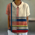 Vintage Fargerik Stripete Bluse