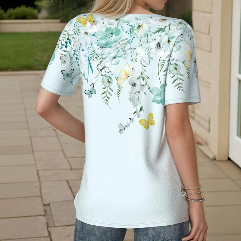 Uformell Bluse Med Blomstertrykk