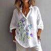 Uformell Bluse Med Blomstertrykk