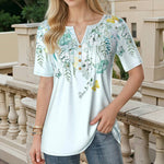 Uformell Bluse Med Blomstertrykk