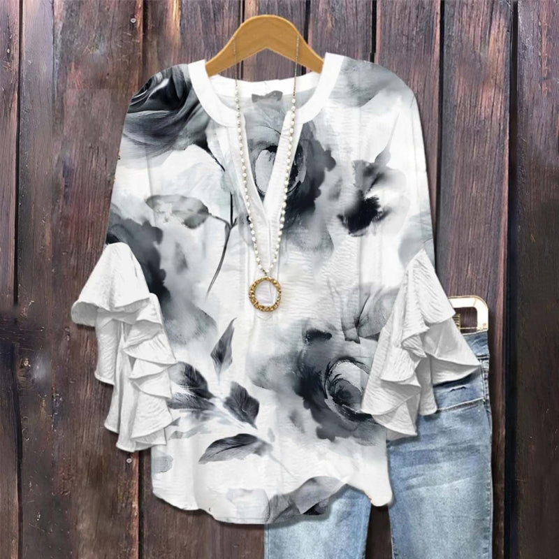 Gradientbluse Med Blomstertrykk