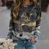 Vintage Sweatshirt Med Kattetrykk