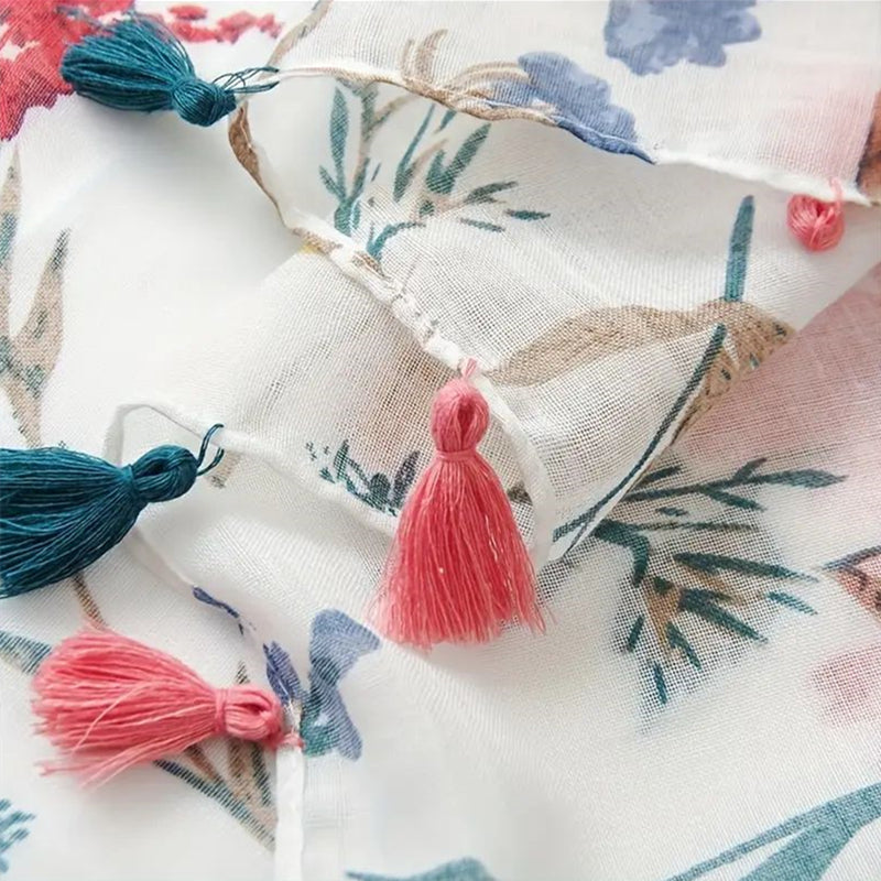 Vintage Skjerf Med Blomstertrykk